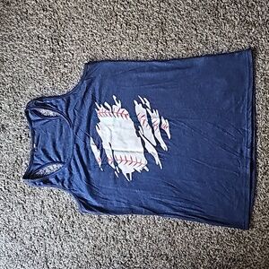 Womens size M blue baseball tank top